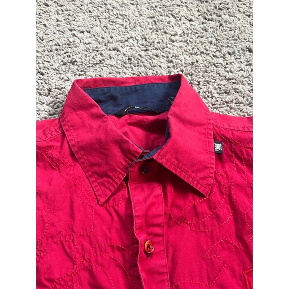 Makaveli Branded Embroidered Red Button Up Tupac Shirt Short Sleeve Cotton XL‎ - Picture 8 of 8